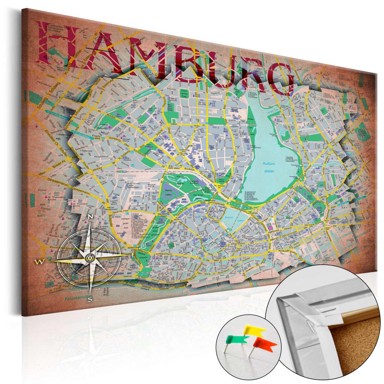 Slika na plutenoj podlozi Hamburg [Cork Map] 60x40